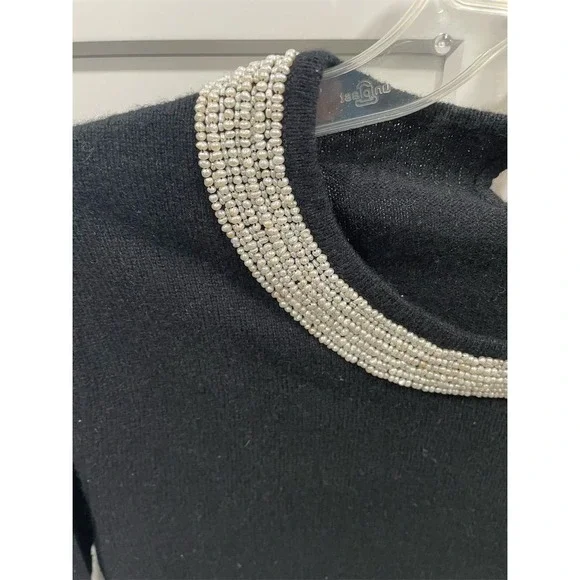 J. McLaughlin Women's Black Sweater Sz S pearl Collar cashmere SI16 - Picture 3 of 7